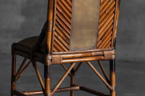 Image 1 of Stoel met hoge rugleuning van bamboe en messing van Gabriella Crespi, Italië, 1970