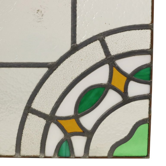 Kleurrijk Art Deco Glasraam Glas In Lood Floraal 51x42cm – Decoratieve objecten, Vintage (photo 4 of 15)
