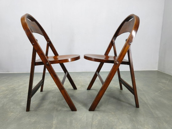 Image 1 of Paire de chaises pliantes Bauhaus B751 par Ligna, Tchécoslovaquie, années 1930