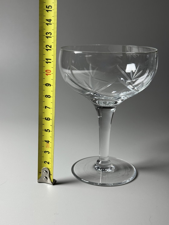 Image 1 of Holmegaards Glasværk - Años 20 - Juego de 6 copas de cóctel y champán de cristal grabadas a mano - Modelo Ulla