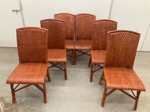 Vintage tropische Boho Rattan Esszimmerstühle