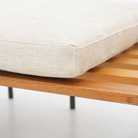 Image 1 of Panca con doghe in legno e cuscini, anni '60