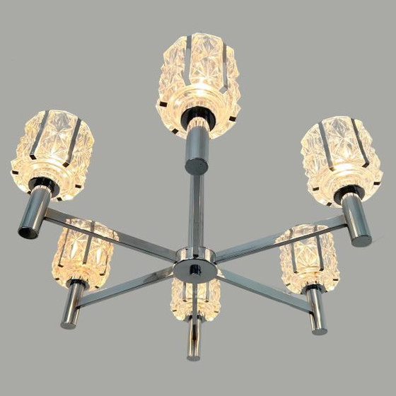 Image 1 of Lámpara de araña moderna de mediados de siglo, cromada, años 70