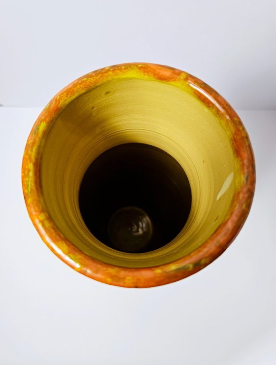Image 1 of Mid-Century Ceramic Vase With Special Glaze | Original Tófej Pottery From Hungary | Unique Shape & Impressive Colors | 35cm 