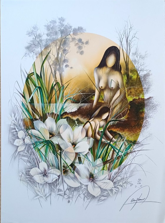 Raymond Poulet, 'Nu aux fleurs blanches' – Objets d'art, Papier (photo 4 of 5)