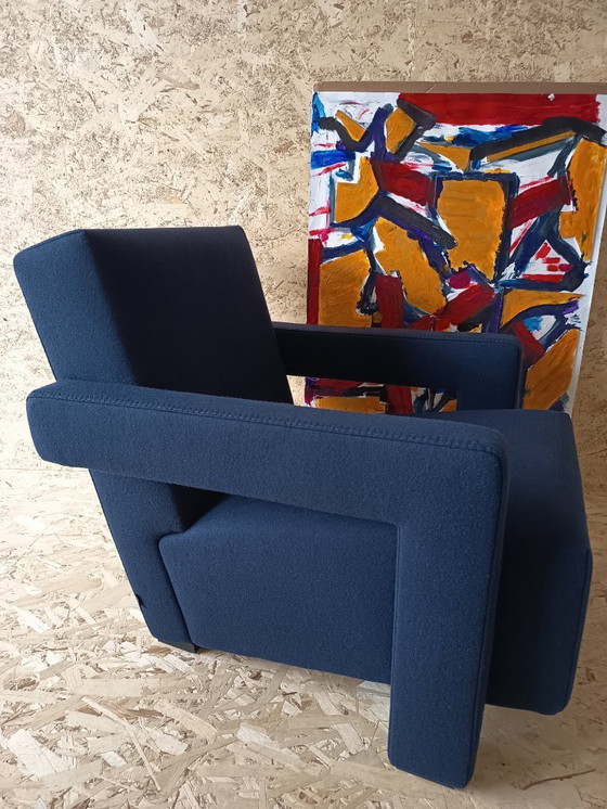 Image 1 of CASSINA Utrecht 637 armchair in Midnight BLUE Kvadrat wool by Gerrit Rietveld