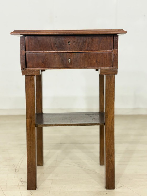 Image 1 of Antieke Biedermeier/Gründerzeit naaitafel - uniek exemplaar met sterinleg