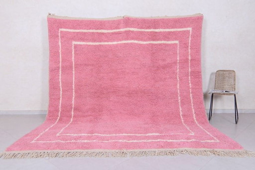 Traditioneel roze Marokkaans Beni Ouraine-tapijt, handgemaakt, 3/4 m – Ahrend, vloerkleden en tapijten, Wool