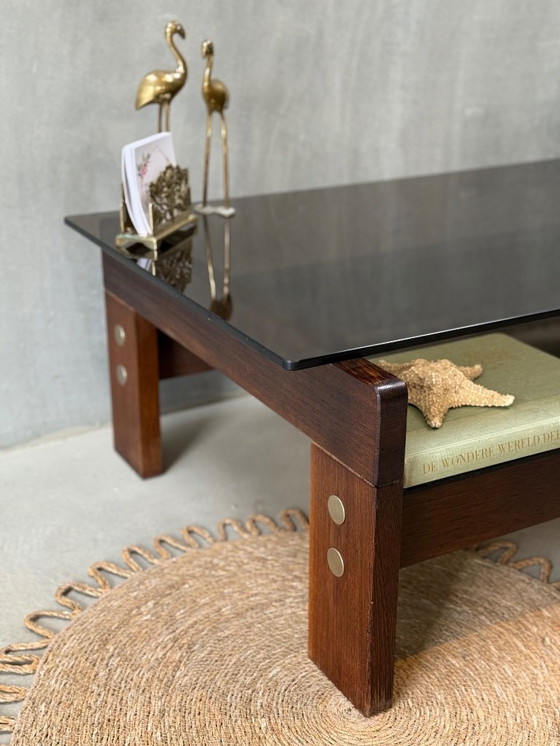 Image 1 of Vintage / Mid-Century Wenge coffee table with smoked glass