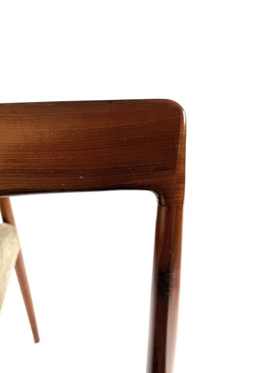 Set Van 4 Vintage Eetkamerstoelen, Lübke ‘70 – Wood, Textile (photo 4 of 10)