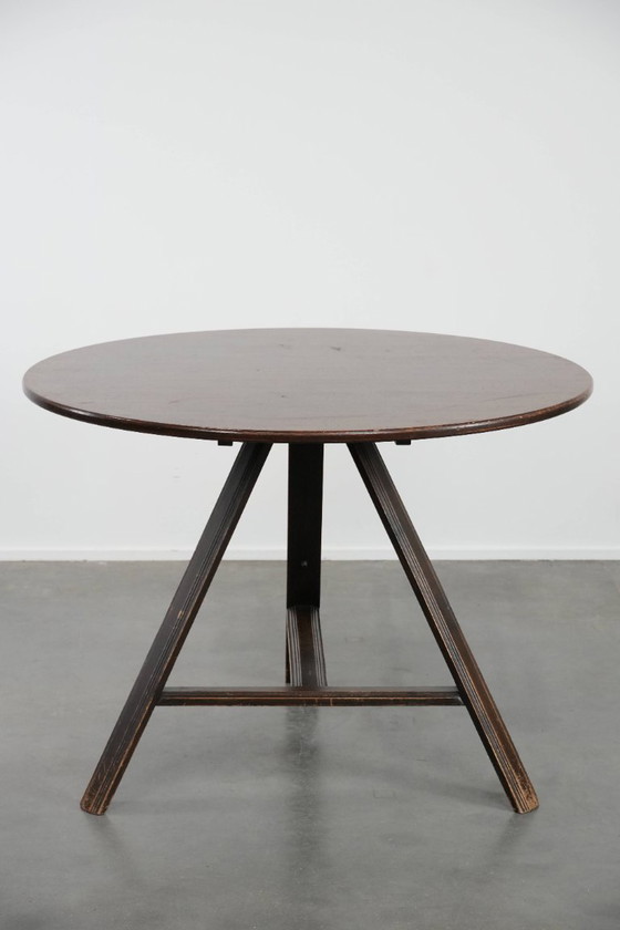 Image 1 of Dutch dining table/folding table from the 20th century, 105 cm diameter