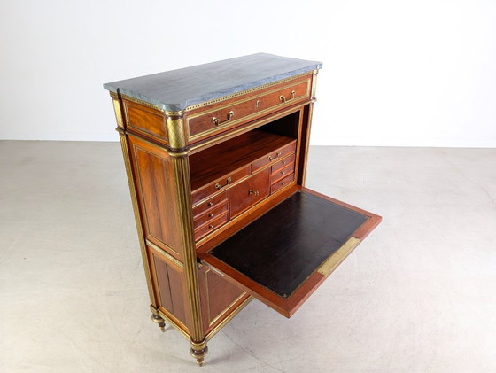 Image 1 of Original Louis XVI chest of drawers/secretary, mahogany, brass