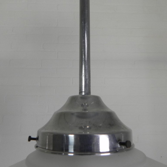Image 1 of Lampada a sospensione Art Déco con paralume in vetro smerigliato, anni '30