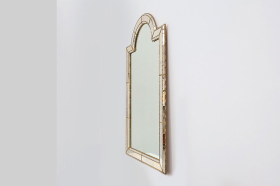 Image 1 of Large 20th Century Venetian Trapezium Mosaic Mirror with Brass Garlands