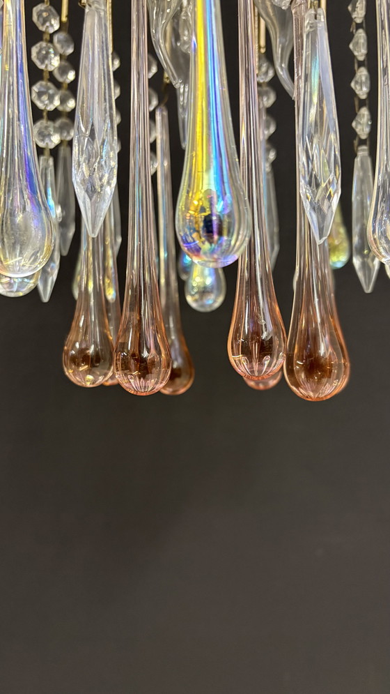Image 1 of Lampada a goccia a cascata di Murano in stile Paolo Venini