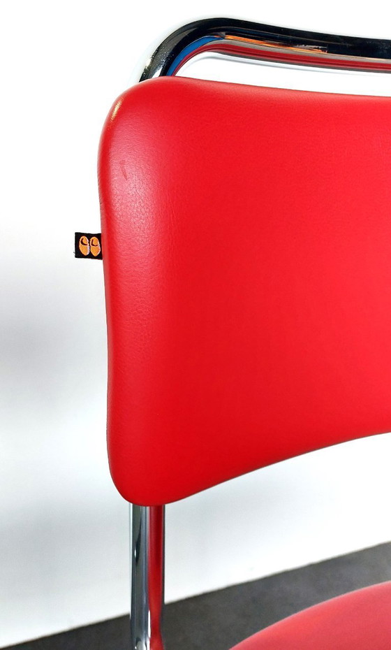Image 1 of 4 sillas Gispen 101 | cromo pulido | cuero rojo | como nuevas