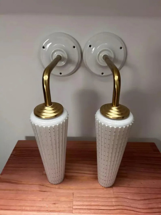 Image 1 of Vintage White Tulip Wall Lights