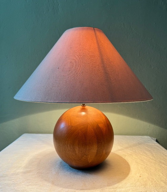 Image 1 of Dyrlund teak table lamp globe