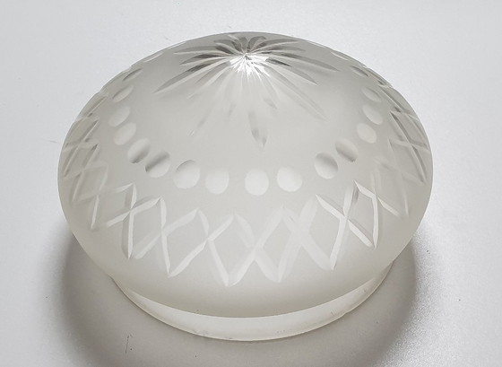 Image 1 of Lampada da soffitto Art Déco in vetro tagliato e cromato