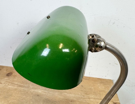 Image 1 of Vintage Green Enamel Bankers Table Lamp, 1950s