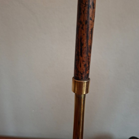 Image 1 of Mid Century Design Vloerlamp, 60 Ties. Brass En Palissanderhout.