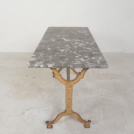 Image 1 of Garden Table, Bistro Table A. Delail Toulouse With Marble Top, 1920s