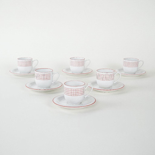 Set di tazze in porcellana, design italiano, anni '80, produzione: Italia