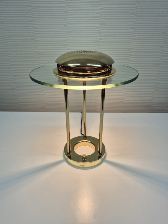 Image 1 of Lampada da tavolo Saturn di Robert Sonneman. Lampada da scrivania vintage in ottone.