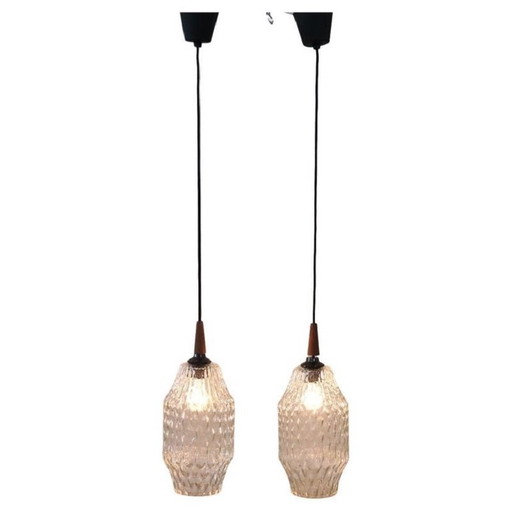 Lampes suspendues en verre de Murano, 1960, ensemble de 2