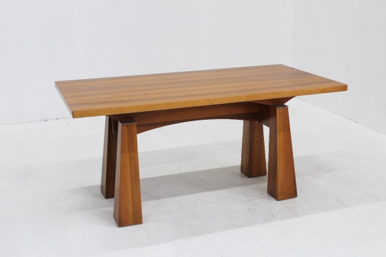 Vintage dining Table 1960s Italy, Eettafels, Hout, Bruin, 1970 (foto 2 van 9)