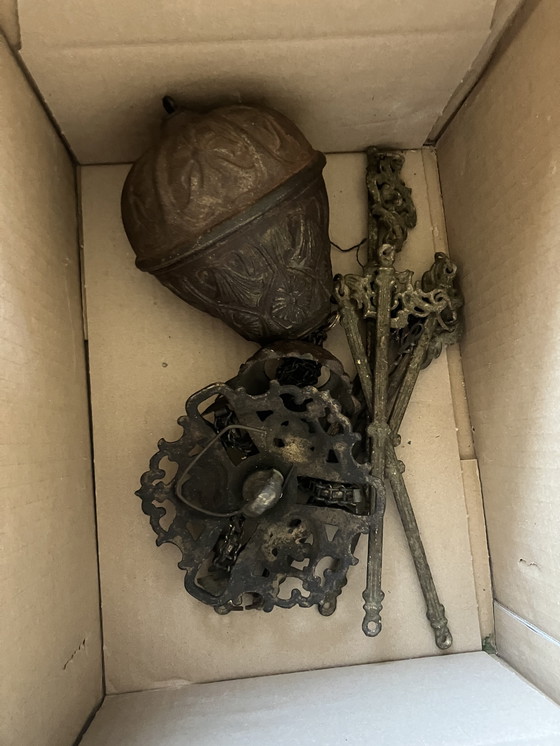 Image 1 of Lampada a sospensione a olio antica del XIX/XX secolo