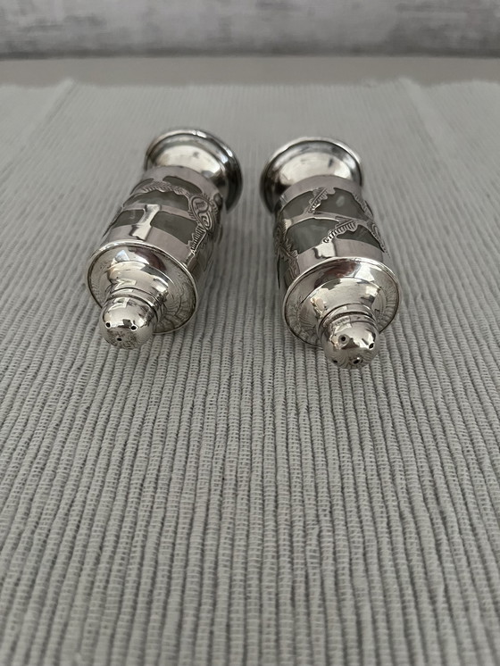 Image 1 of Set di saliera e pepiera in argento; vintage.