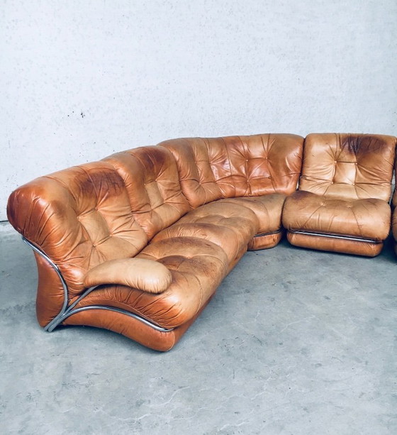 Image 1 of Midcentury Modern Italian Design 'COROLLA' Leather Sectional Sofa by I.P.E. Italy 1970's