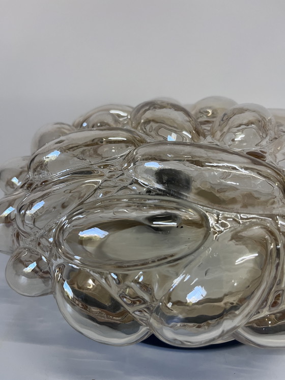 Image 1 of Vintage Amber Ceiling Lamp Wall Lamp Oblong Bubbles Helena Tynell Glashütte