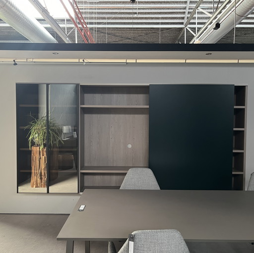 Novamobili TV wall cabinet with display case with LED