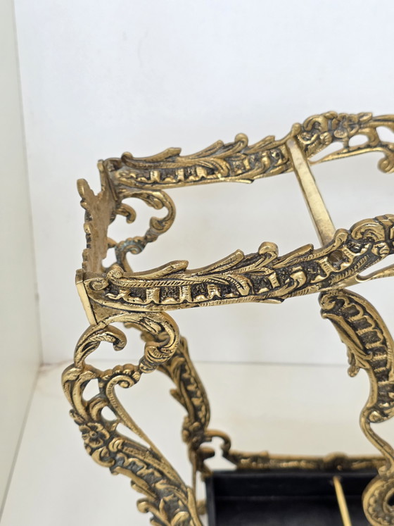 Vintage sierlijke messing paraplu- en wandelstokhouder | Antieke rococo-stijl – Paraplubak, Iron, Brass (photo 8 of 15)