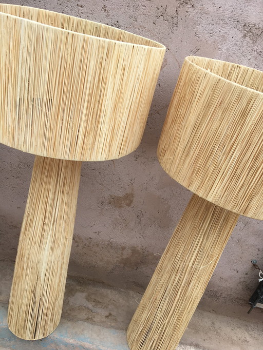 DUO LAMPE XXL EN RAPHIA