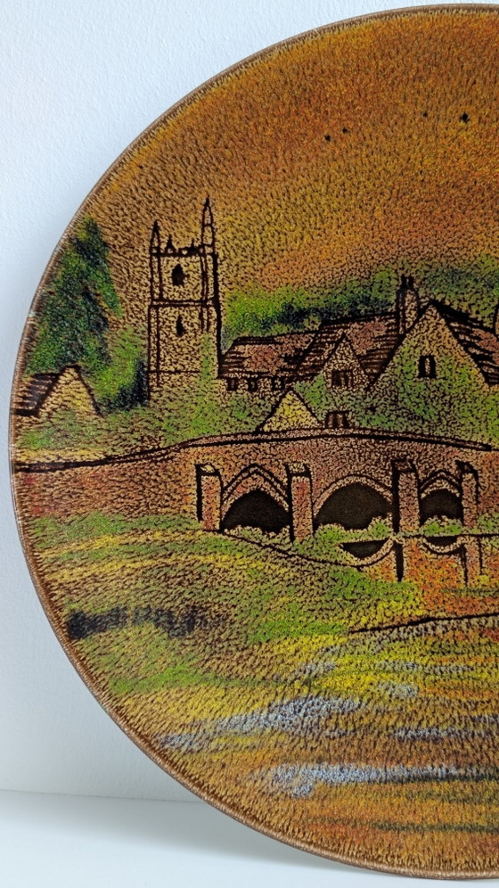 Image 1 of Vintage Poole Pottery 'Aegean' Wandbord – Castle Combe – Ø 35 cm