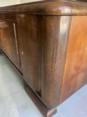 Art Deco Sideboard Walnut 1930 with Marble Serving Plate – Vintage Bar Cabinet, Burl Walnut Credenza, Luxury Statement Piece