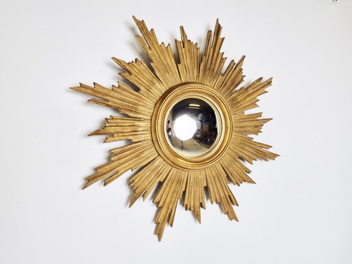 Vintage grote gouden sunburst spiegel
