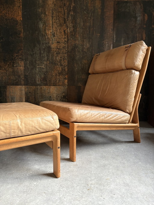 Lounge Fauteuil Met Hocker “Komfort“ – Wood, Leather (photo 2 of 12)