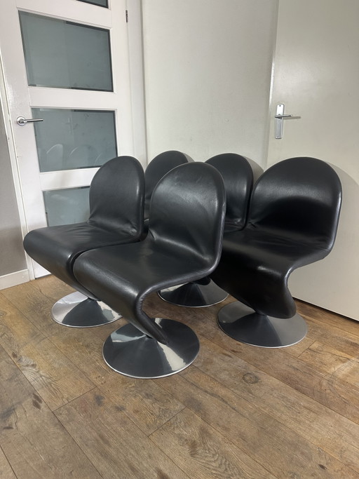 Set unico di 5 sedie da pranzo "System 1-2-3" di Verner Panton – Originali anni '70 di Fritz Hansen (photo 2 of 13)