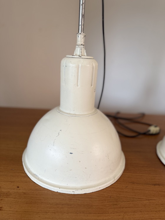 Image 1 of Industrial Pendant Lamps Vintage White Metal