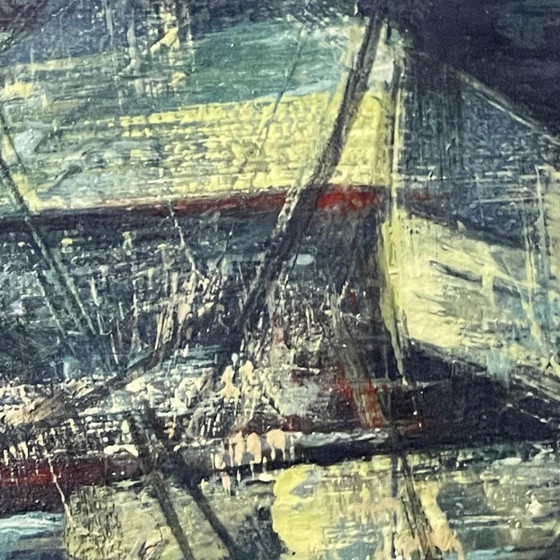 Erwin Mackowiak, Composition abstraite bleue, Huile sur panneau, 1960 – Peintures et dessins (photo 5 of 11)