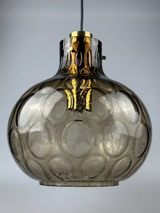 Image 1 of Lampada da soffitto anni &#39;60-&#39;70 Glashütte Limburg Germania vetro e ottone Space Age