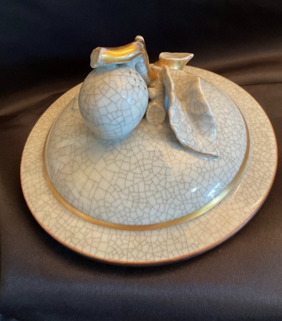 Image 1 of Seltene Vase aus krakeliertem Porzellan von Royal Copenhagen aus den 1940er-50er Jahren