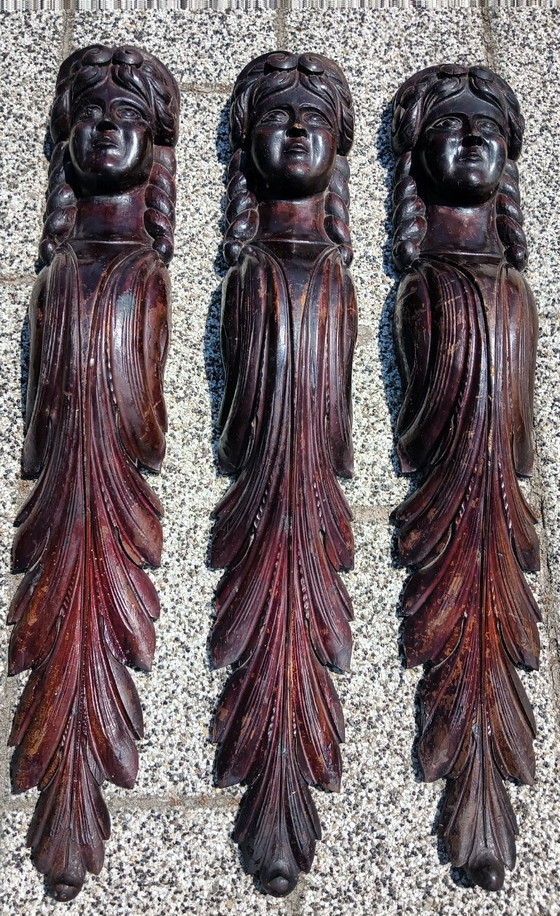 Image 1 of Cariatide scolpita in legno antico 3: Donna