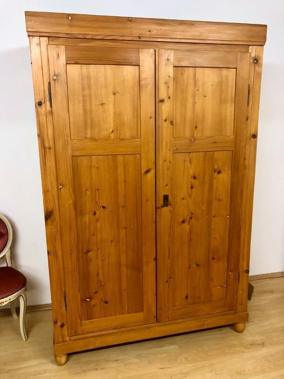 Image 1 of Country-style wardrobe, Art Nouveau wardrobe, farmhouse wardrobe, softwood wardrobe circa 1900