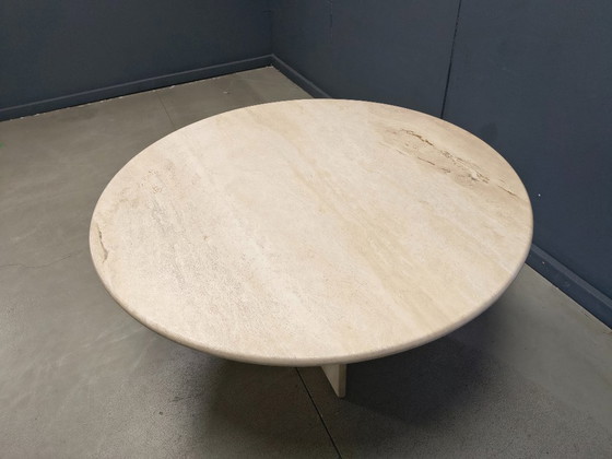 Image 1 of Round italian travertine dining table 1970s