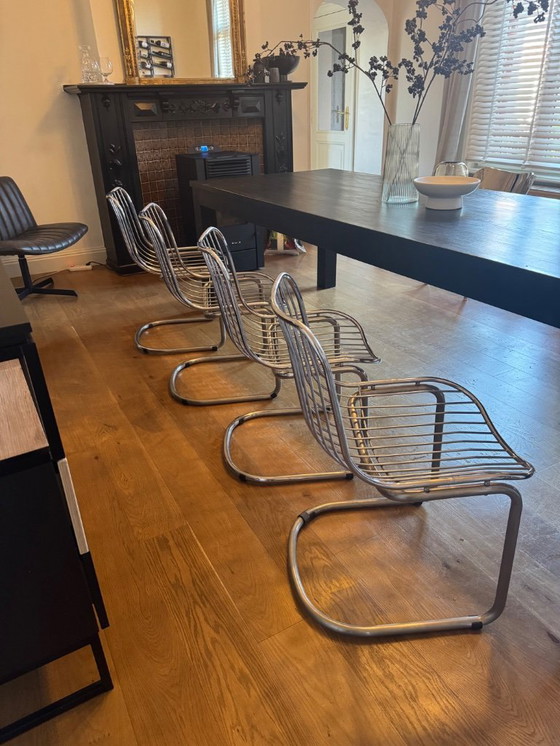 Image 1 of 4x wire vintage sled chairs 